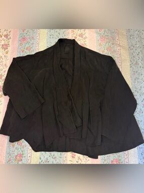 Kedem Sasson Open Front Drape Jacket Cardigan Flowy Black Asymmetrical M/L